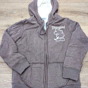 Disney Parks Disneyland Faux Fur Lined Hoodie Sweatshirt Womens Large Brown